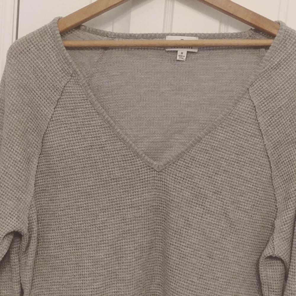 Socialite Light Grey Thermal Waffle Knit Sweater Medium Nordstrom